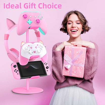 Controller Holder Pink, Headphone Stand, 3 Tier Multi Adjustable Game - Image 7
