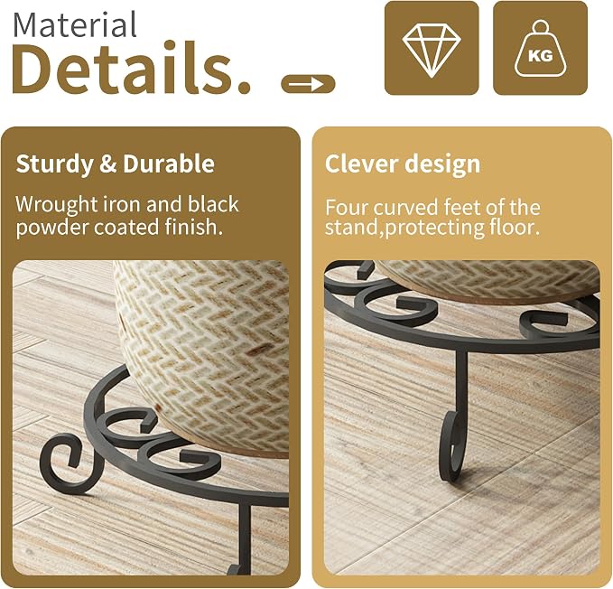 PROWORX 2 Pack 10” Diameter Metal Outdoor Plant Stand Indoor, Round Anti-Rust - Image 6