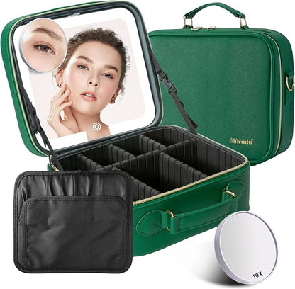 Mocado Travel Makeup Bag with LED Lighted Mirror, Travel Makeup Organizer by Mocado
