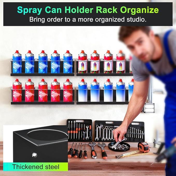 4 Pack Spray Can Holder, Wall Mount Spray Bottle Holder, Spray Can Organizer - Image 2