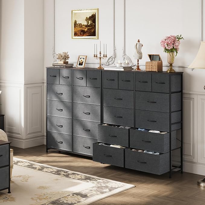 WLIVE 12 Drawer Tall Fabric Dresser Bedroom Storage Chest, Dark Grey | - Image 2