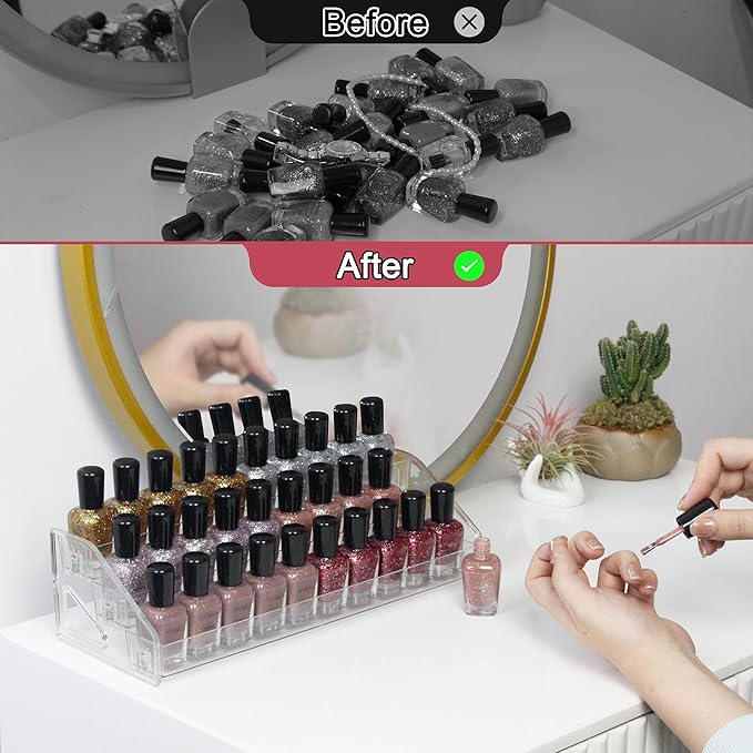 4-Tier Clear Acrylic Nail Polish Storage, Holds 32-64 Bottles, Sunglasses - Image 4