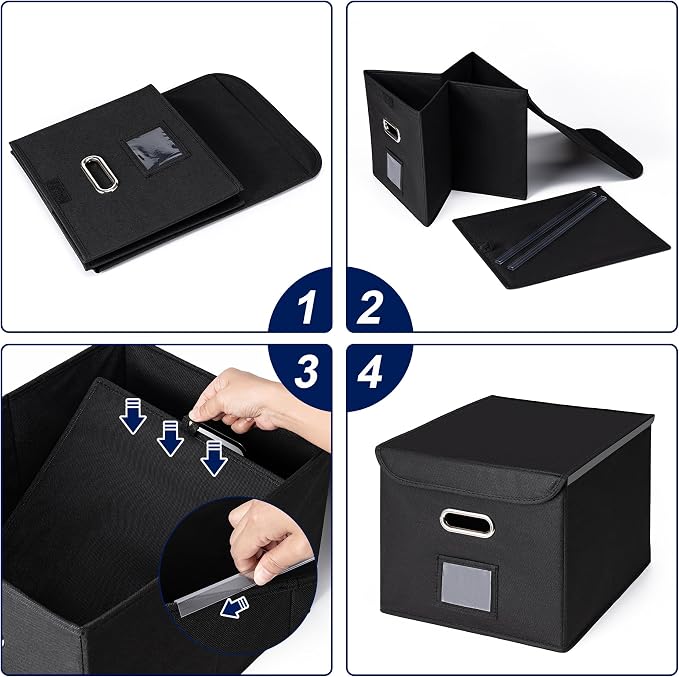 CADONO File Organizer Box with Lid, Large Hanging File Folder Organizer with - Image 3