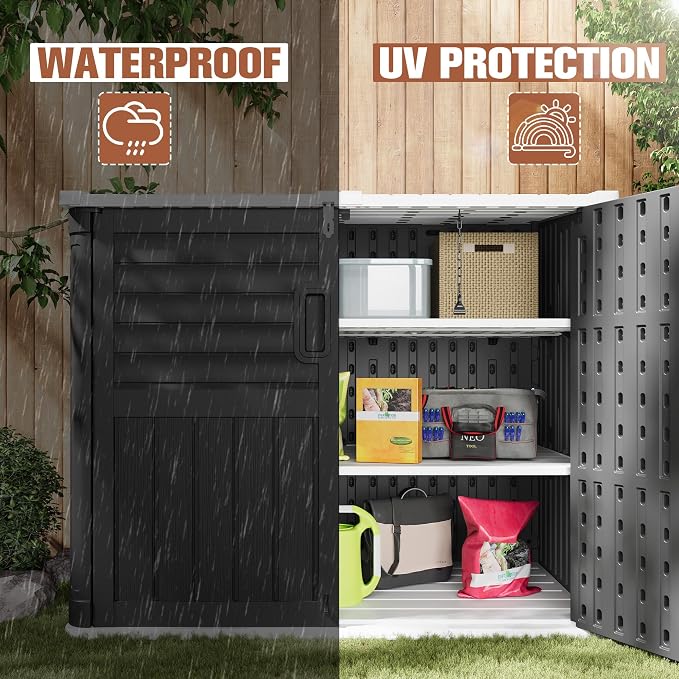 TUOZE 34 Cu Ft Resin Storage Shed, Waterproof Outdoor Storage Cabinet - Image 4