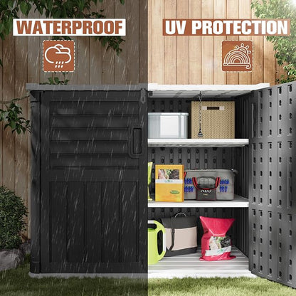 TUOZE 34 Cu Ft Resin Storage Shed, Waterproof Outdoor Storage Cabinet - Image 4