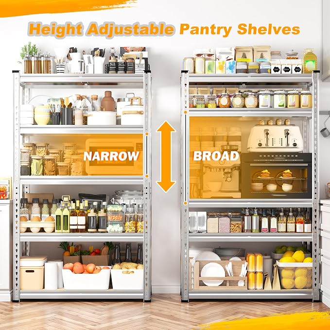 REIBII Storage Shelves, 5-Tier Adjustable Waterproof Storage Rack - Image 6