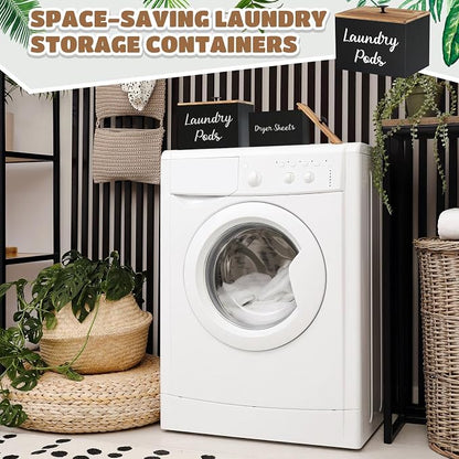 Dandat 2 Pcs Wood Rustic Laundry Dryer Sheet Holder Pod Container - Image 4