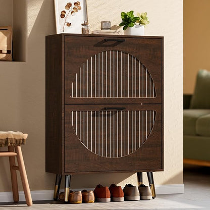 Farmhouse Shoe Cabinet Storage for Entryway, Slim Hidden Shoe Rack Cabinet | 1 by LegacyAmerhomeDirect