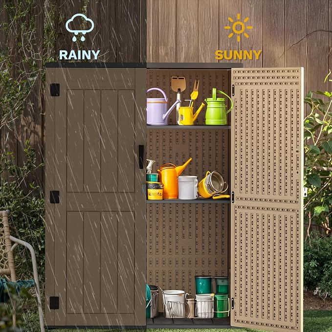 DWVO 59 Cu. Ft. Vertical Storage Shed, Weatherproof Outdoor Tall Cabinet - Image 3