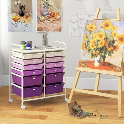Giantex 12 Drawers Rolling Storage Cart, Classroom Organizers - Image 9