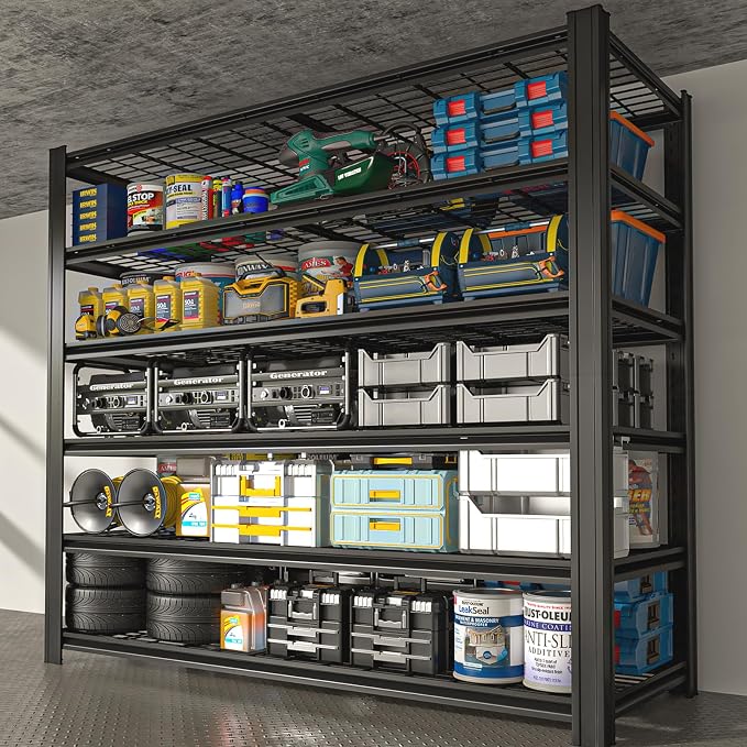 6 Tier Metal Shelving Unit, Adjustable Storage Shelves, Living Room - Image 2