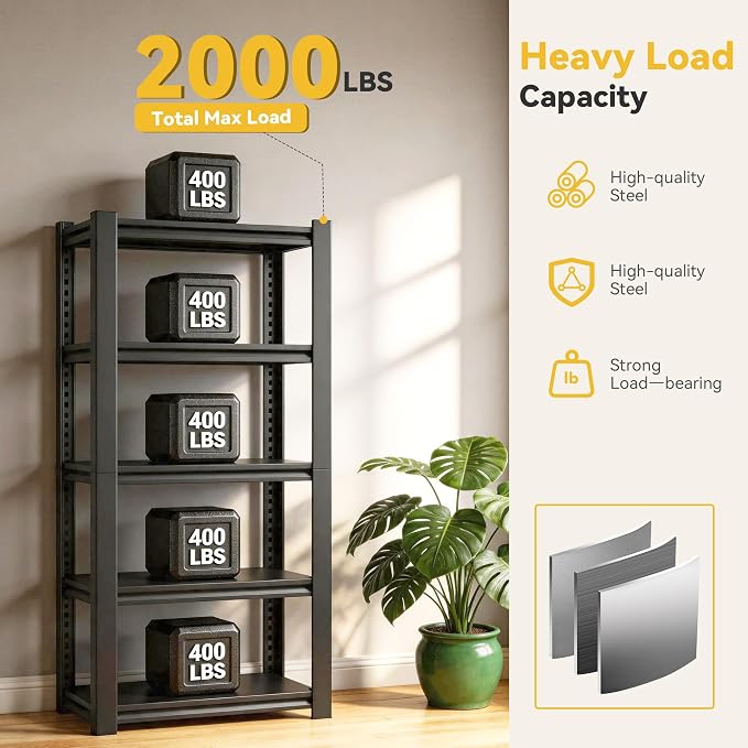 SAWJEC 5-Tier Metal Shelving, Versatile Shelf - Image 5