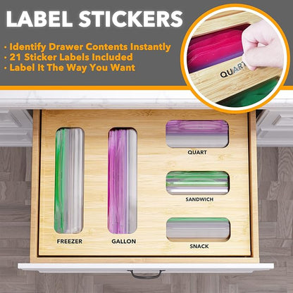 SpaceAid Bag Storage Organizer for Kitchen Drawer, Bamboo Organizer, Compatible - Image 4