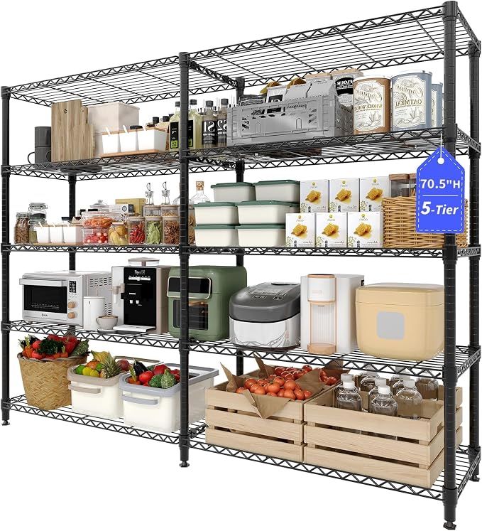 5-Tier Metal Storage Shelves, 1325LBS Load Heavy Duty Adjustable Corner - Image 9