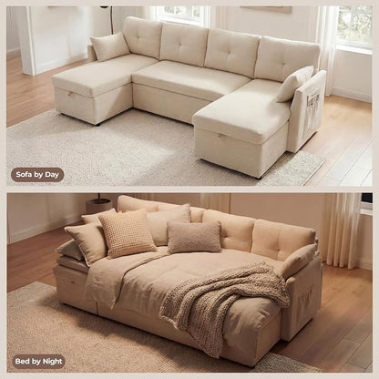 Huatean Home Oversized Sleeper Sofa Couch, 100 inch 2 in 1 Pullout Couch Bed - Image 4