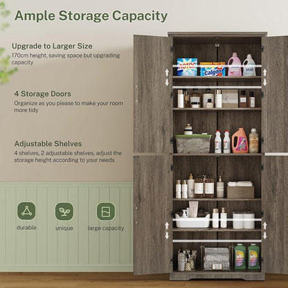 TEENFON Tall Storage Cabinet, Kitchen Pantry Cabinet - Image 4