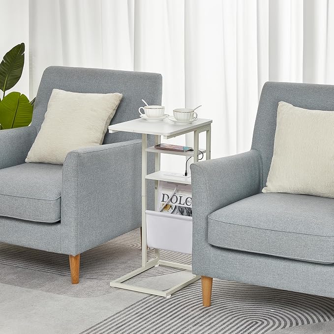 C Shaped End Table with Charging Station, Under Couch Table C-Shaped End Table - Image 6