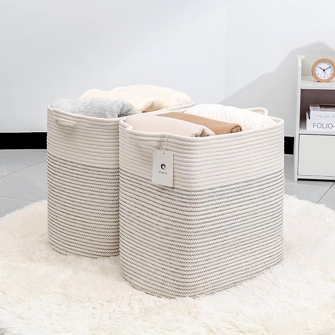 Storage Baskets for Clothes Fabric Cotton Rope Storage Basket - Image 3