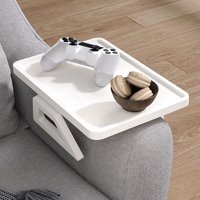 Couch Arm Tray, Bamboo Folding Sofa Tray, Sofa Armrest Trays Clip-On Couch Desk - Image 3