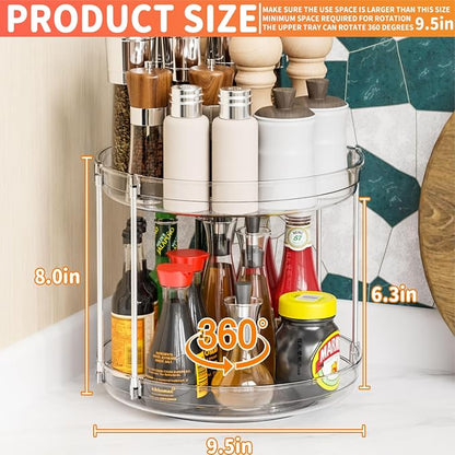 2 Tier Lazy Susan Turntable for Cabinet, Countertop, 9.5"W Spinning Seasoning - Image 3