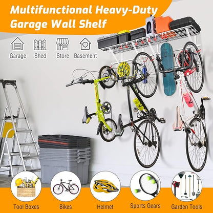 PLKOW Garage Wall Shelving 4-Pack Includes Bike Hooks, Sturdy Adjustable Garage - Image 2