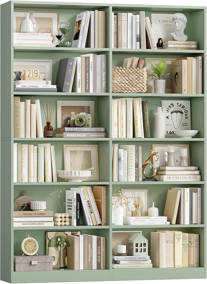 FACBOTALL Bookshelf and Bookcase, 6-Tier Double Wide Bookshelves, Freestanding by FACBOTALL