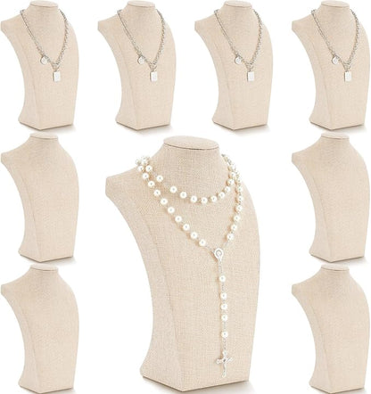 Kigley 9 Pcs Linen Necklace Display Bust Jewelry Holder Necklace Retail - Image 8