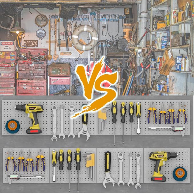 Peg Board, 4 Pack Metal Pegboard Panels, PegBoard Wall Organizer - Image 9