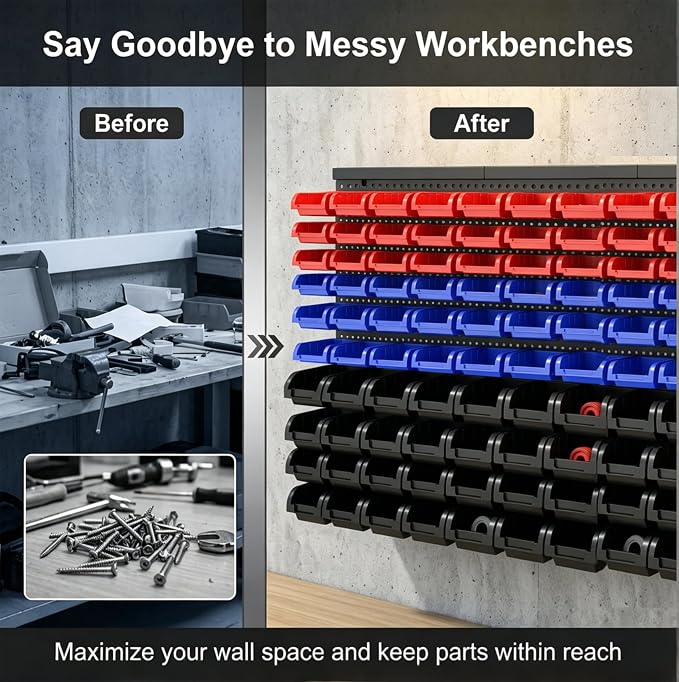90Pcs Wall Mounted Storage Organizer Bins - Image 3