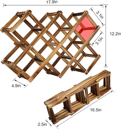 Freestanding Wine Rack, Holds up to 10 Bottles, Foldable Countertop & Cabinet - Image 2