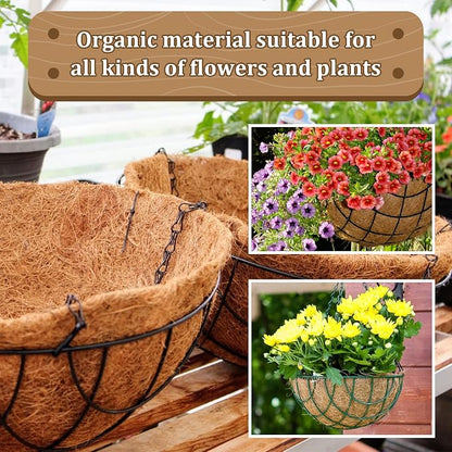 4 Pack 20 Inch Hanging Basket Coco Liners Replacement, 100% Natural Round - Image 6