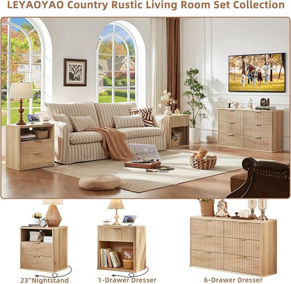 LEYAOYAO Fluted Farmhouse Nightstand Set of 2 - Image 4