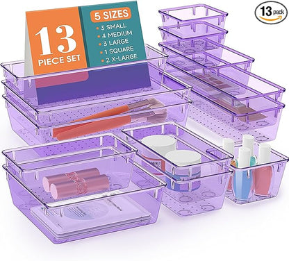 13 PCS Drawer Organizer Set, 5 Varied Size Bathroom and kitchen Drawer cabinet by StorMiracle
