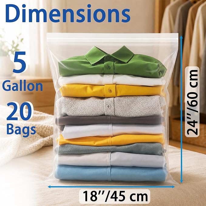 Extra Large 5 Gallon Zippered Plastic Bags - Image 2