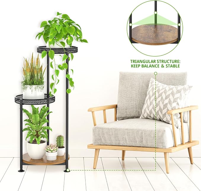 Oppro 3 Tier Large Plant Stand Indoor Outdoor Clearance, Metal Flower Shelf Pot - Image 6