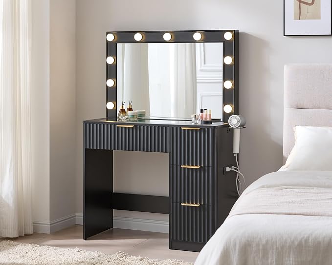 AMERLIFE 36.2" Fluted Vanity Desk by AMERLIFE