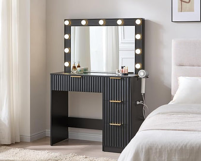 AMERLIFE 36.2" Fluted Vanity Desk by AMERLIFE