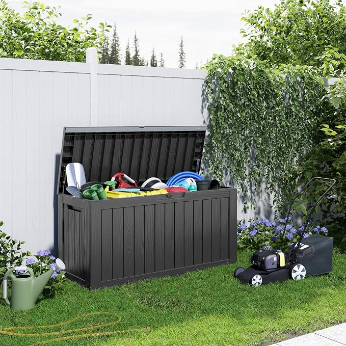 86 Gallon Outdoor Deck Box, Storage Lockable Waterproof Patio Furniture - Image 4