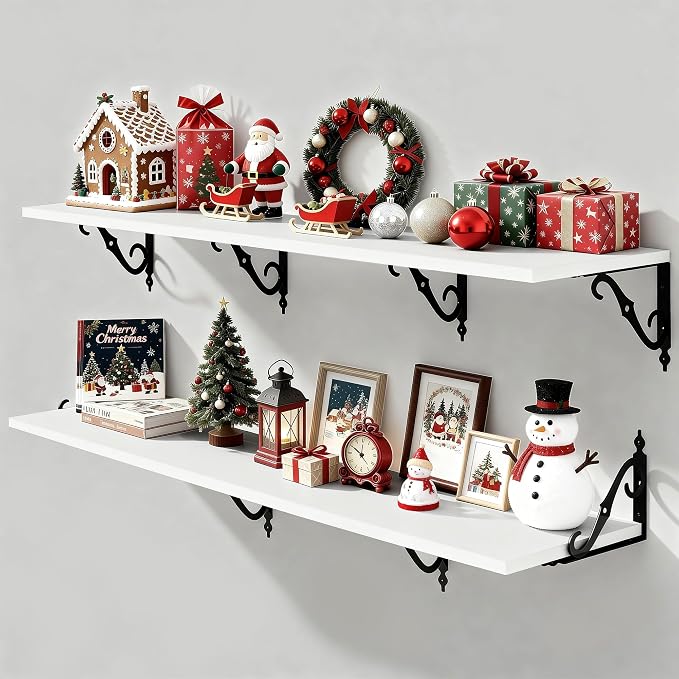 Fun Memories 55 Inch Floating Shelves, Long Floating Shelves Wall-Mounted by FunMemories