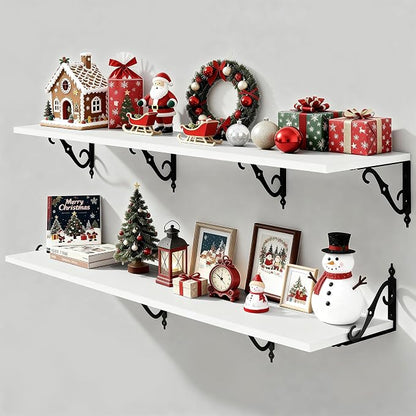 Fun Memories 55 Inch Floating Shelves, Long Floating Shelves Wall-Mounted by FunMemories
