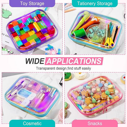 Sanwuta 6 Pcs Clear Hard Zipper Case Hard Plastic Zipper Pouches Transparent - Image 7