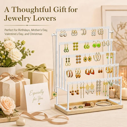 Large 5 Tier Earring Organizer and Holder, jewelry holder stand, clean white - Image 7