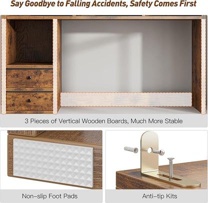 REIBII Desktop Bookshelf, High-Capacity Desk Hutch Organizer - Image 4