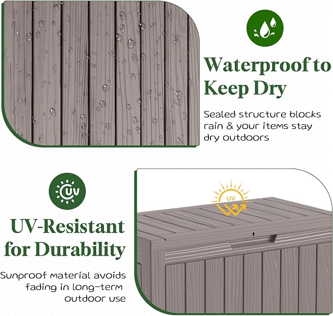 PatioZen 50 Gallon Deck Box Outdoor, Weatherproof Resin Patio Storage Box - Image 3