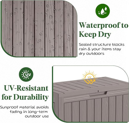 PatioZen 50 Gallon Deck Box Outdoor, Weatherproof Resin Patio Storage Box - Image 3