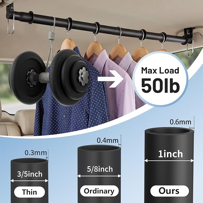 Car Clothes Hanger Bar 30-64 Inches - Image 2