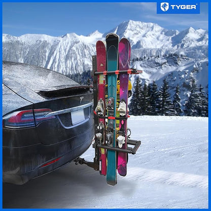 Tyger Auto TG-RK1B707B Folding Hitch-Mounted Ski/Snowboard Rack Fits 2" or - Image 2