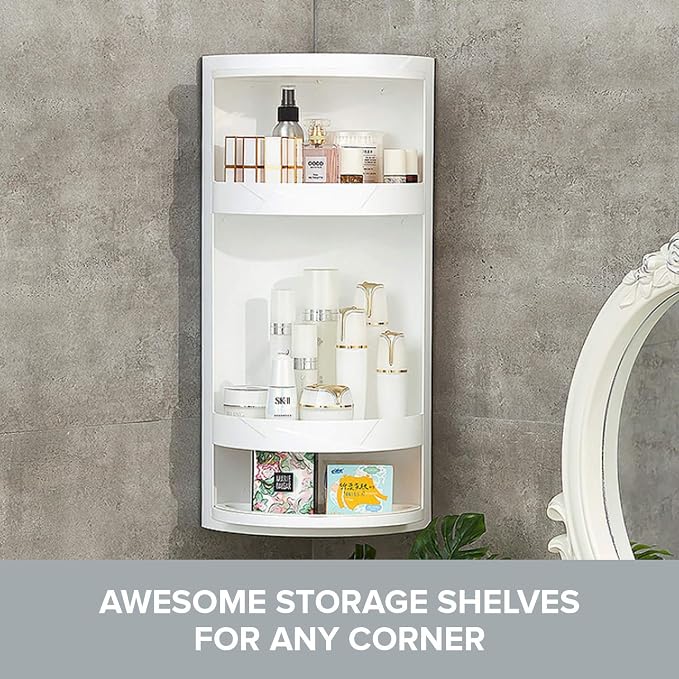 Bathroom Storage Corner Vanity Cabinet 24"x8.75"x8.75" Space Saver Rotating - Image 3