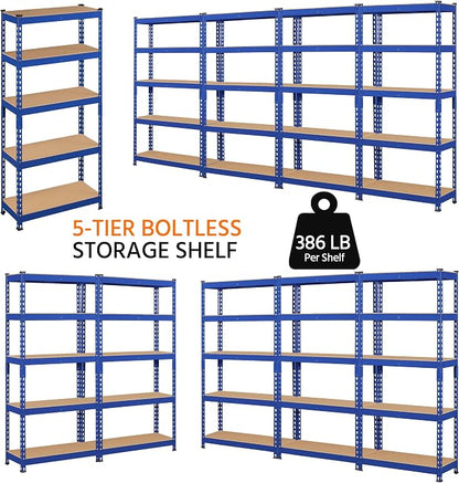 Topeakmart 2 PCS 5-Tier Utility Shelves, Metal Storage Shelves Garage Shelving - Image 9