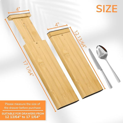 BAMEOS Bamboo Expandable Drawer Dividers – Fits 12.2"–17" Drawers, Sock Drawer - Image 4
